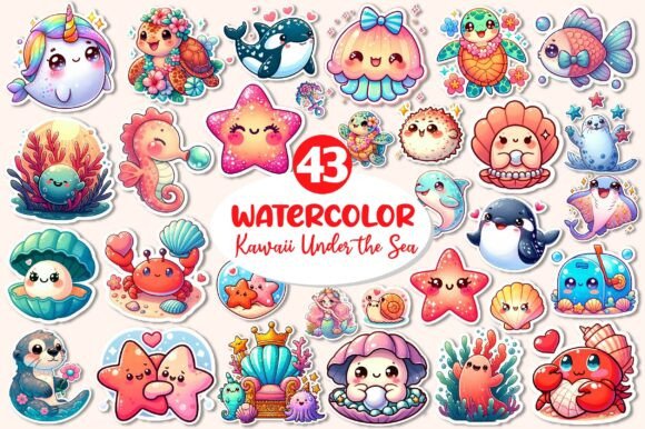 Download Kawaii Sea Animals Clipart, Sticker PNG - Kawaii sea animals Collection