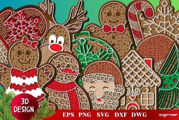 Download 3D Christmas Gingerbread SVG Bundle - Gingerbread svg Collection