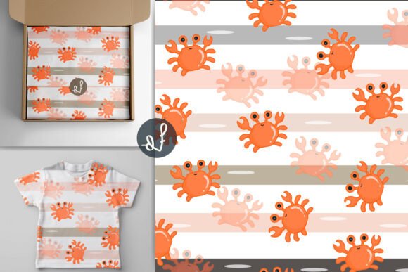 Download Kawaii Sea Animals Character in Pattern - Kawaii sea animals Collection